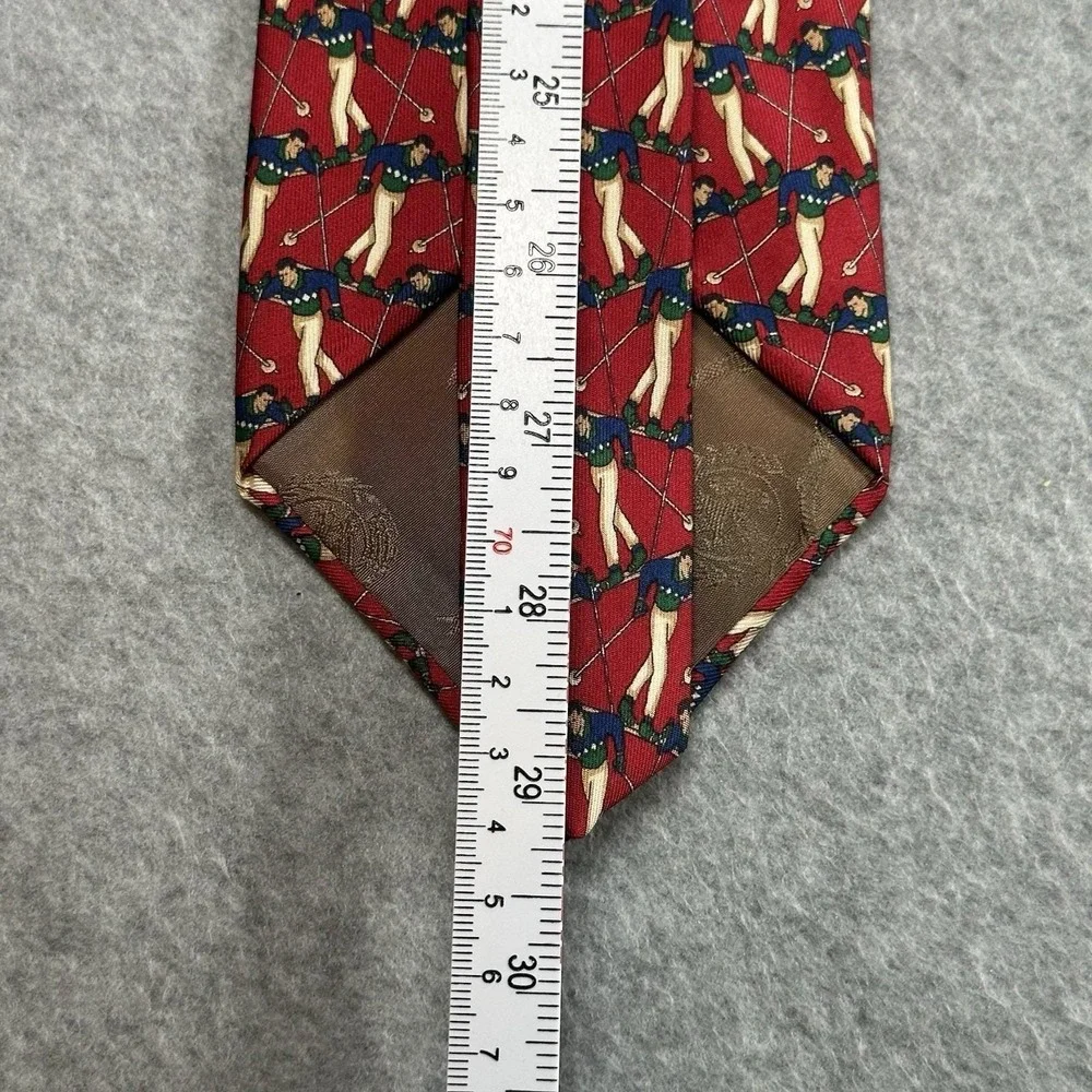 Vintage Tommy Hilfiger Ski Tie Red Silk Skier Novelty 90s‎ USA 58x4in